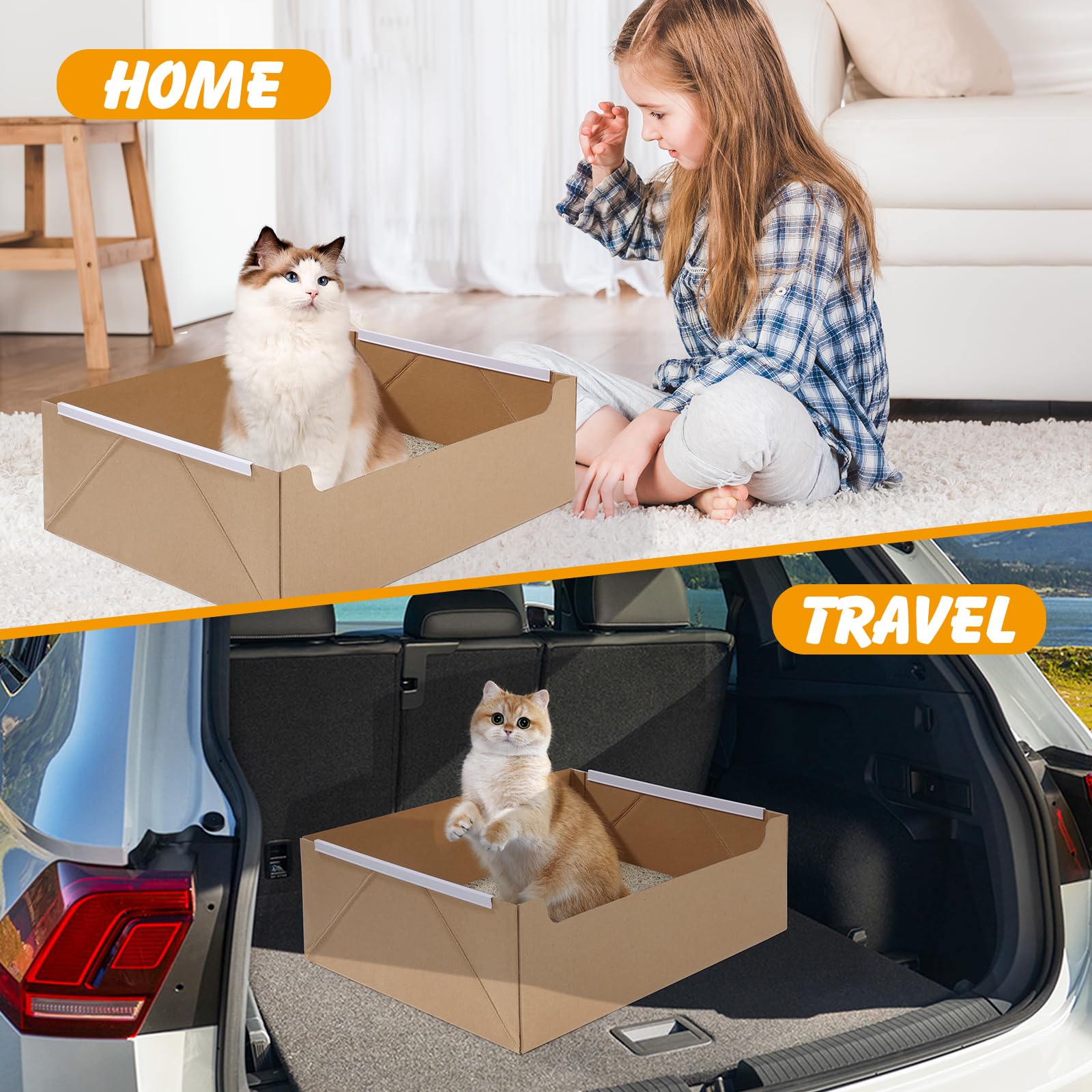Amazon.co.jp: 猫用使い捨てトイレ8個 折りたたみ式ダンボール 猫用